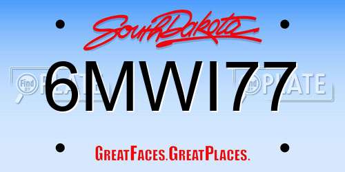 6MWI77 South Dakota License Plate