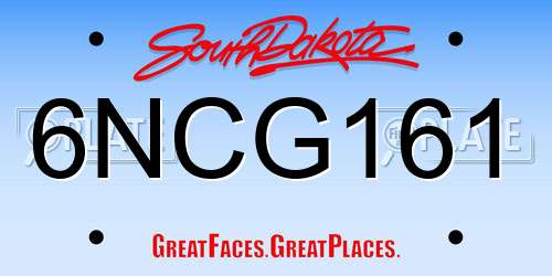 6NCG161 South Dakota License Plate