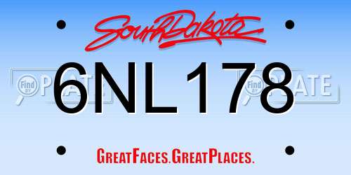 6NL178 South Dakota License Plate