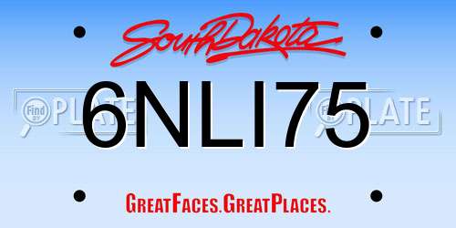 6NLI75 South Dakota License Plate