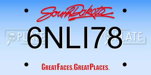 6NLI78 South Dakota License Plate