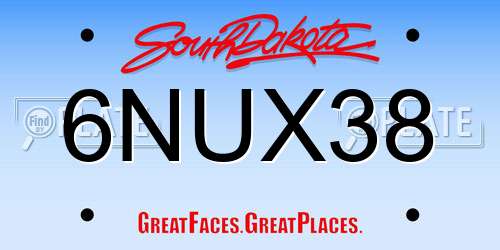 6NUX38 South Dakota License Plate