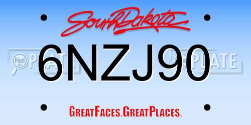 6NZJ90 South Dakota License Plate