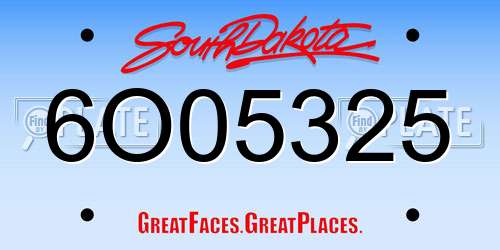 6O05325 South Dakota License Plate