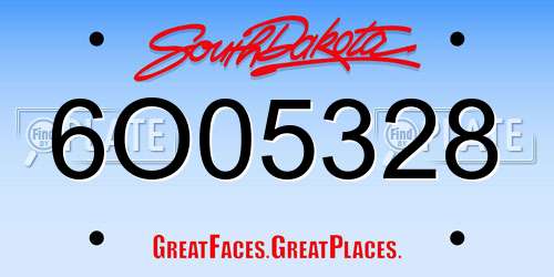 6O05328 South Dakota License Plate