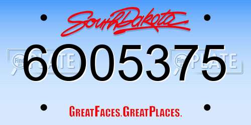 6O05375 South Dakota License Plate