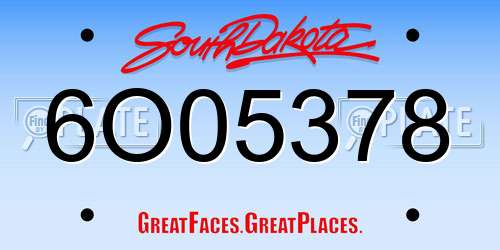6O05378 South Dakota License Plate