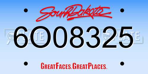 6O08325 South Dakota License Plate