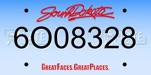 6O08328 South Dakota License Plate
