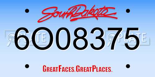 6O08375 South Dakota License Plate