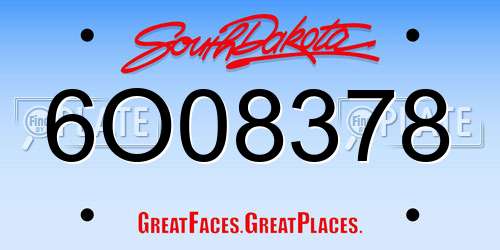 6O08378 South Dakota License Plate