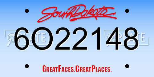 6O22148 South Dakota License Plate