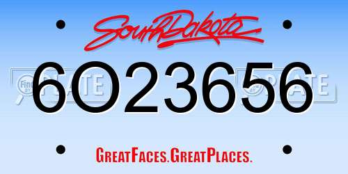 6O23656 South Dakota License Plate