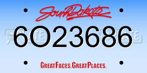 6O23686 South Dakota License Plate