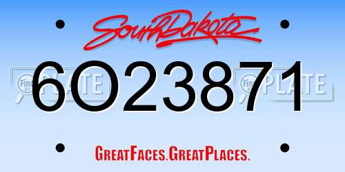 6O23871 South Dakota License Plate