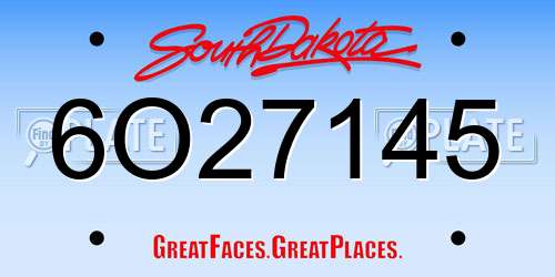 6O27145 South Dakota License Plate