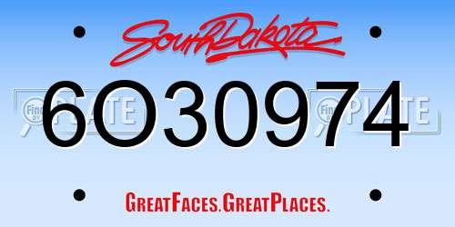6O30974 South Dakota License Plate