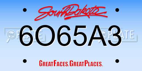 6O65A3 South Dakota License Plate