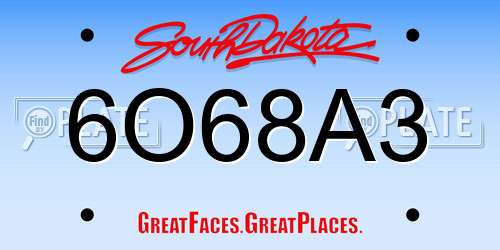 6O68A3 South Dakota License Plate