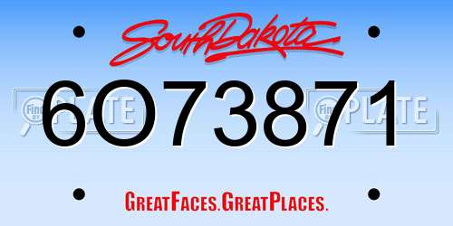 6O73871 South Dakota License Plate