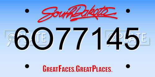 6O77145 South Dakota License Plate