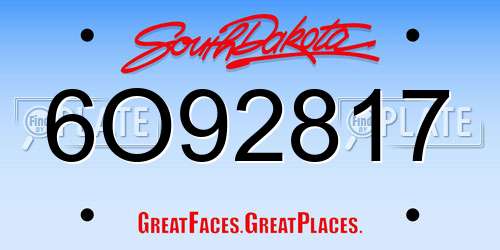 6O92817 South Dakota License Plate
