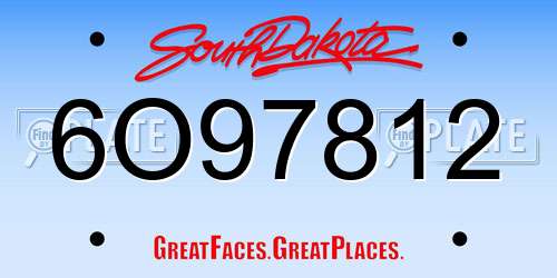 6O97812 South Dakota License Plate