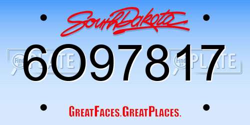 6O97817 South Dakota License Plate