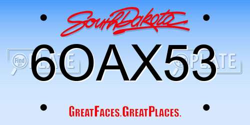 6OAX53 South Dakota License Plate