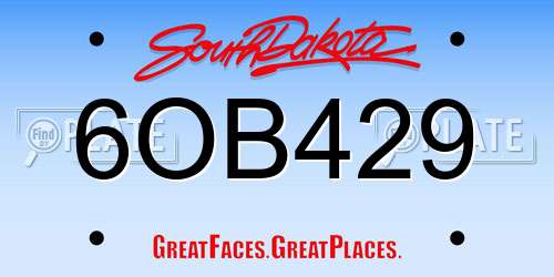 6OB429 South Dakota License Plate