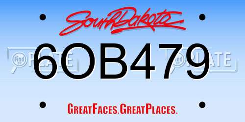 6OB479 South Dakota License Plate