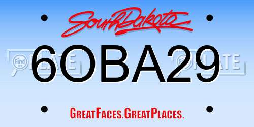 6OBA29 South Dakota License Plate