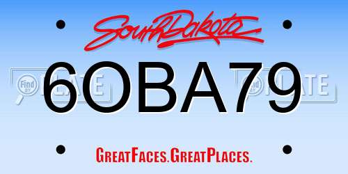 6OBA79 South Dakota License Plate