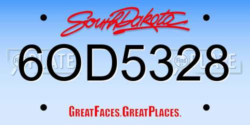 6OD5328 South Dakota License Plate