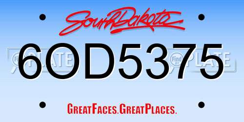 6OD5375 South Dakota License Plate