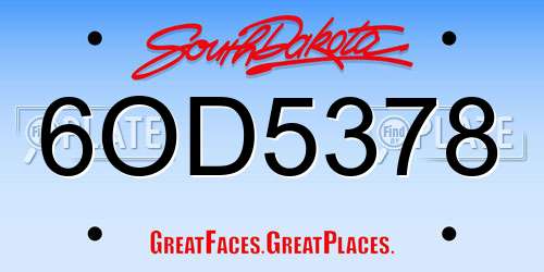 6OD5378 South Dakota License Plate