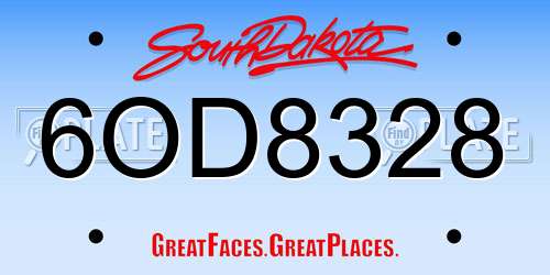 6OD8328 South Dakota License Plate