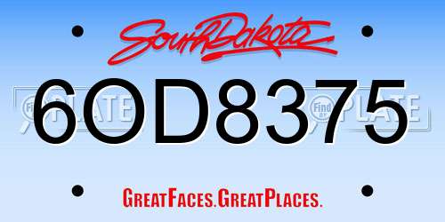 6OD8375 South Dakota License Plate