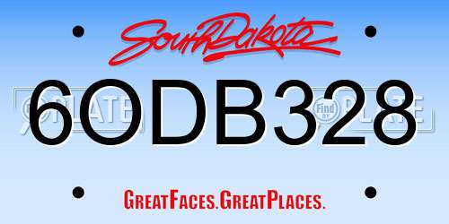 6ODB328 South Dakota License Plate