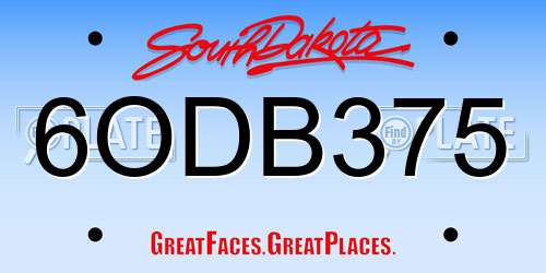 6ODB375 South Dakota License Plate