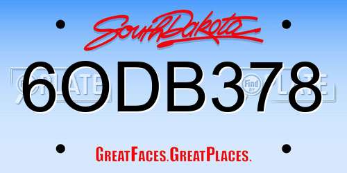 6ODB378 South Dakota License Plate