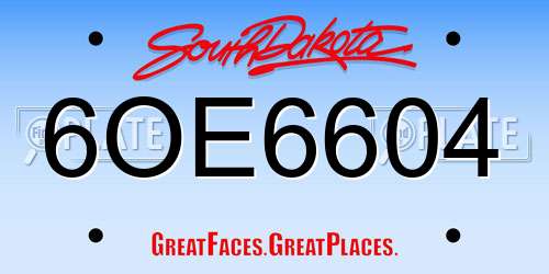 6OE6604 South Dakota License Plate