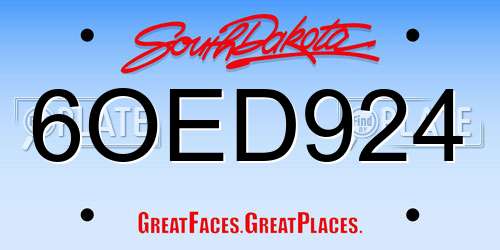 6OED924 South Dakota License Plate