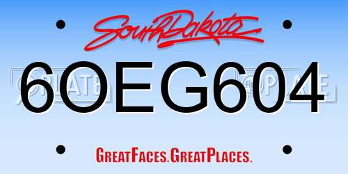 6OEG604 South Dakota License Plate