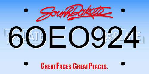 6OEO924 South Dakota License Plate