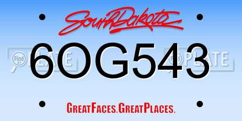 6OG543 South Dakota License Plate