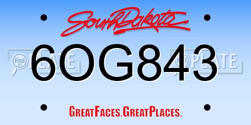 6OG843 South Dakota License Plate