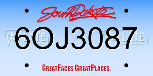 6OJ3087 South Dakota License Plate