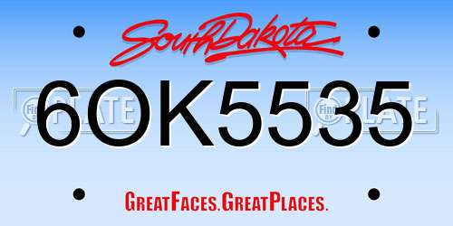 6OK5535 South Dakota License Plate