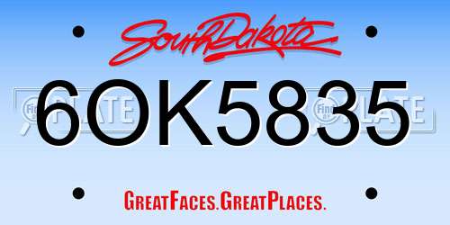 6OK5835 South Dakota License Plate